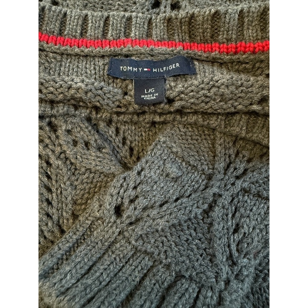 Tommy Hilfiger‎ Sweater Gray Chunky Cable Knit Long Sleeve Pullover Womens LG - Picture 4 of 4